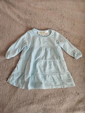Lolly Wolly Doodle Light Blue Tiered Long Sleeve Dress 12-18m
